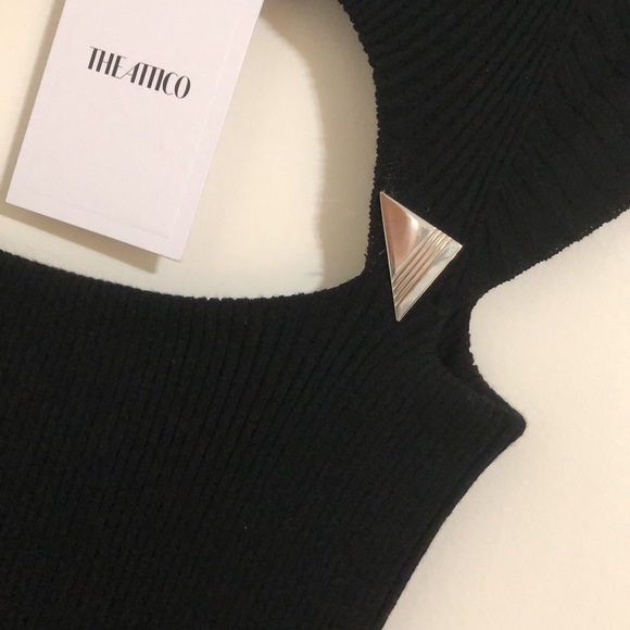 NEW THE ATTICO Midi Dress in Black - Bodycon Mock Neck Cutout Maxi - 38 / 2 - Picture 5 of 7